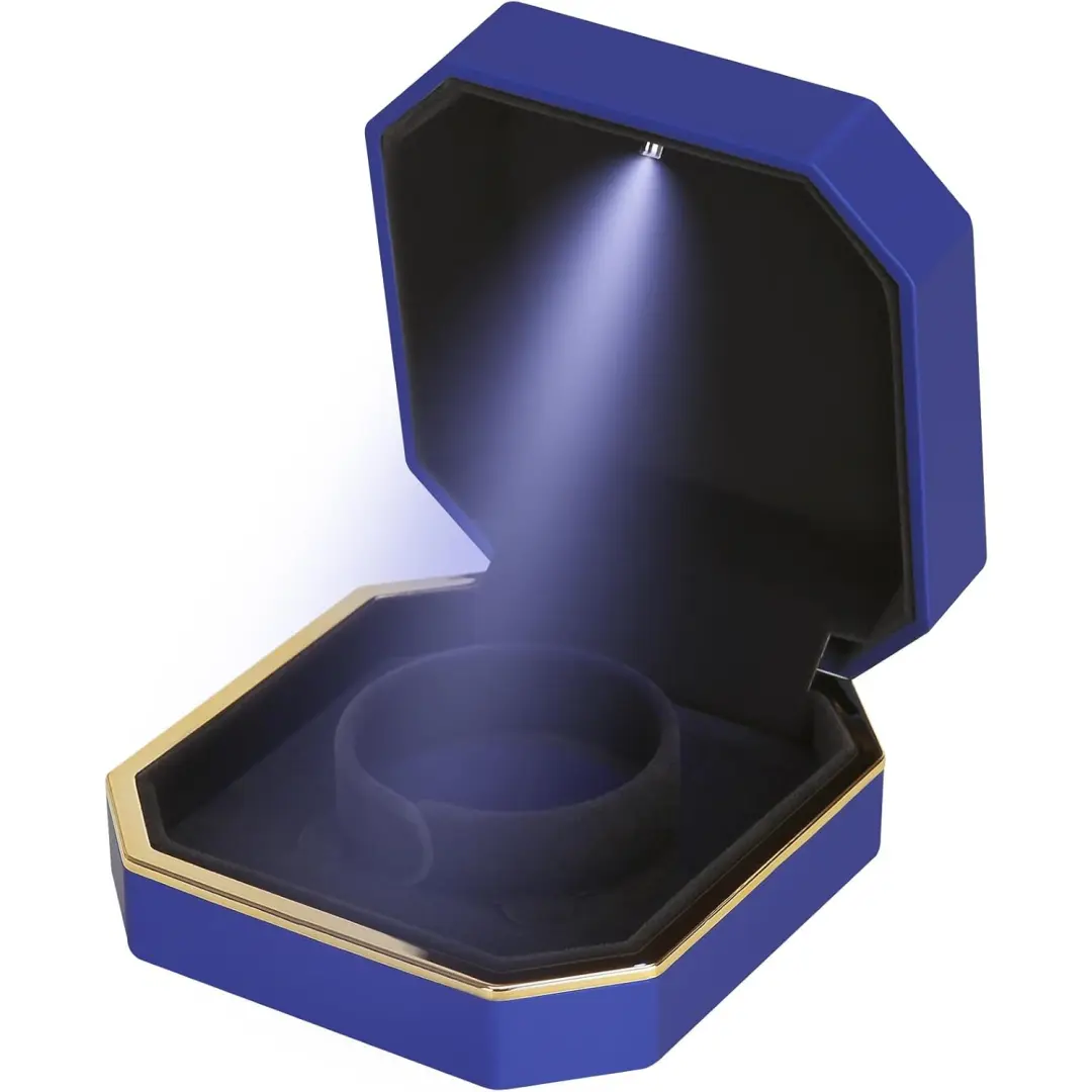 Smykkeskrin med lys, svart LED-smykkeskrin for ringer og smykkeutstilling | Tilpasset emballasje | Richpack - opplyst smykkeskrin 5