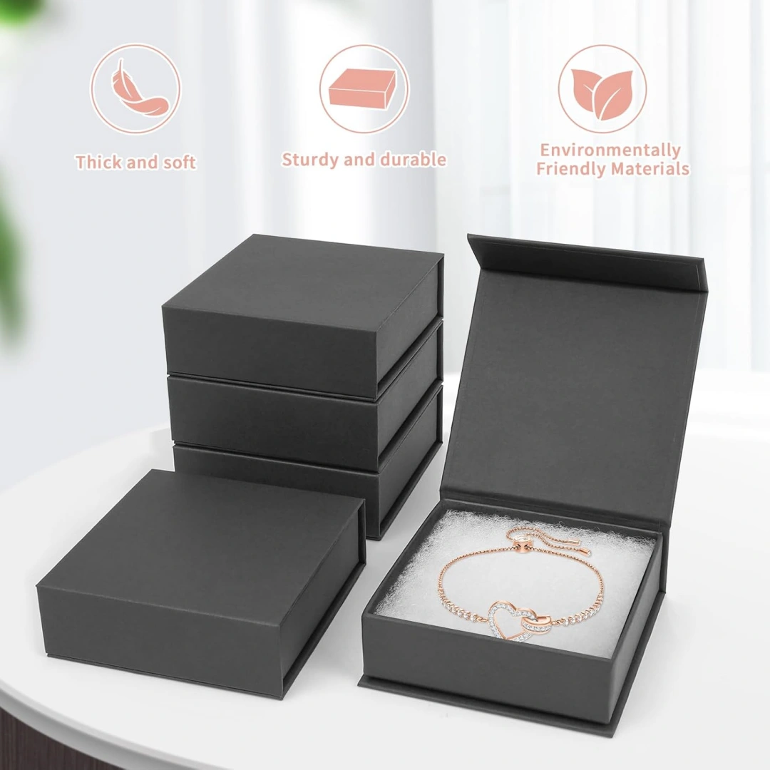 Magnetic Jewelry Box for Necklace & Ring | Black Cardboard Packaging | Richpack - magnetic jewelry box 3