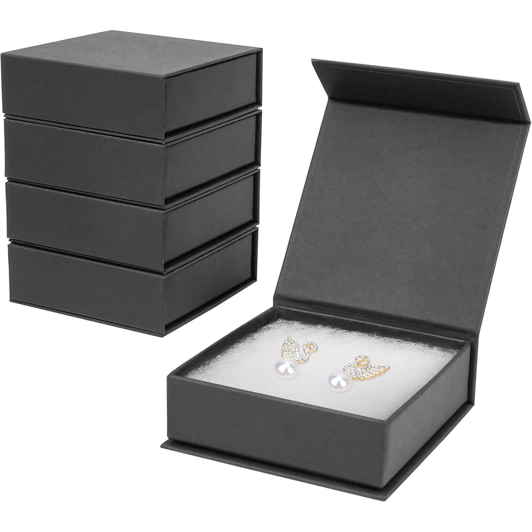 Magnetic Jewelry Box for Necklace & Ring | Black Cardboard Packaging | Richpack - magnetic jewelry box