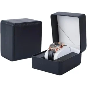 Portagioielli in pelle da uomo, in similpelle bordeaux con interno in velluto | Richpack Custom Jewelry Packaging - portagioielli in pelle da uomo​ 2