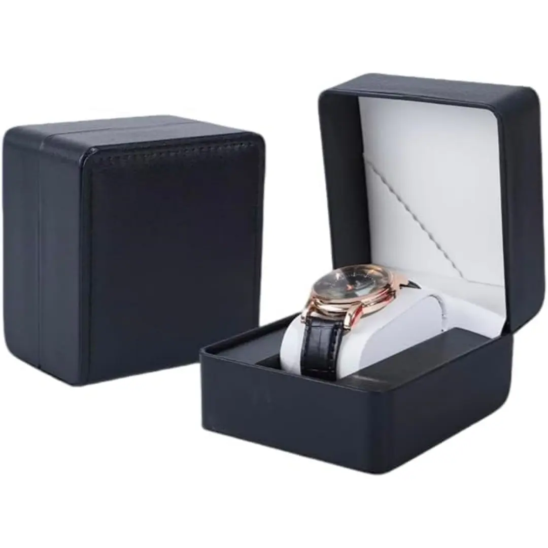 Mens Leather Jewelry Box Burgundy Faux Leather with Velvet Interior | Richpack Custom Jewelry Packaging - mens leather jewelry box​ 2