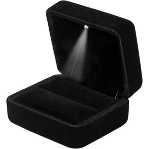 Ring Box with Light Black Velvet LED Ring Box | Custom Jewelry Packaging | Richpack - ring box with light​