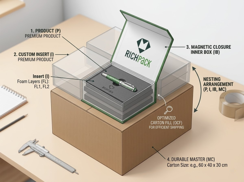 How to Make Products Perfectly Fit Your Magnetic Closure Gift Box - Align the Box With the Shipping Carton