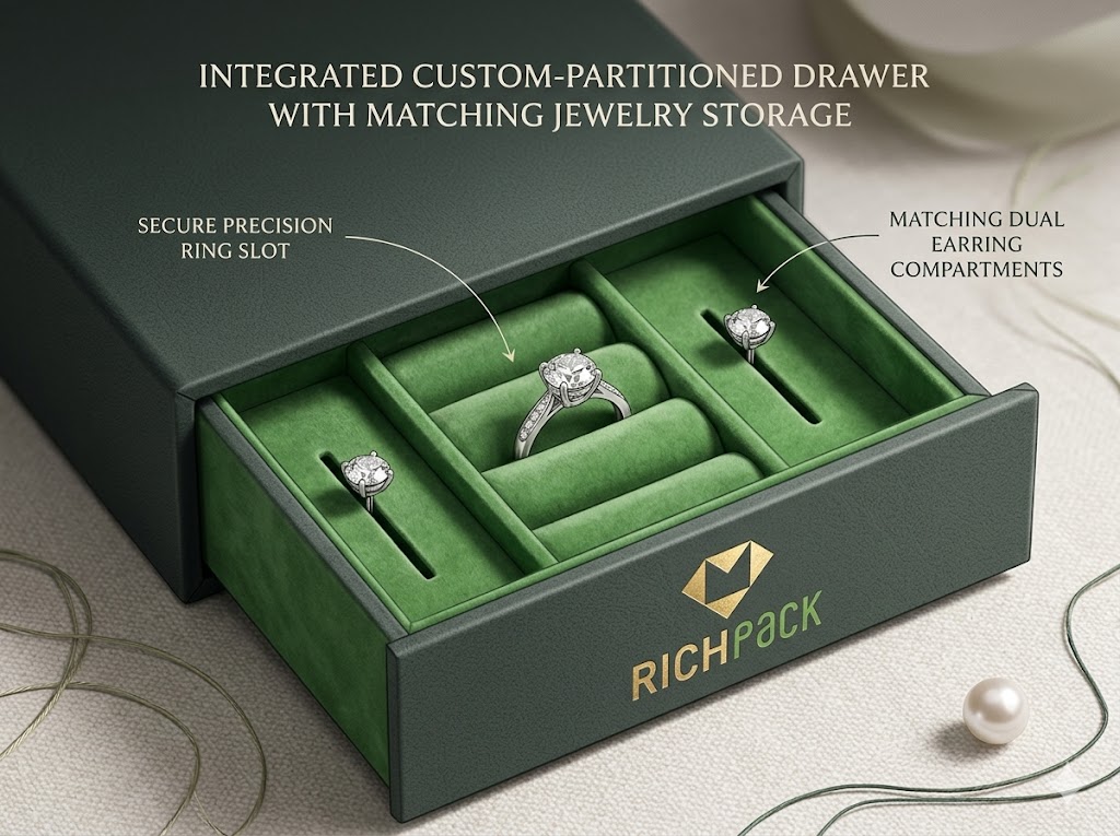 Ideias de caixas de armazenamento de luxo para joias sofisticadas - Uma caixa com gaveta pode acomodar mais de uma joia?