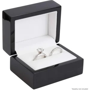 Engraved Wood Double Ring Box | Black Wooden Jewelry Packaging | Richpack - Engraved Wood Double Ring Box 2