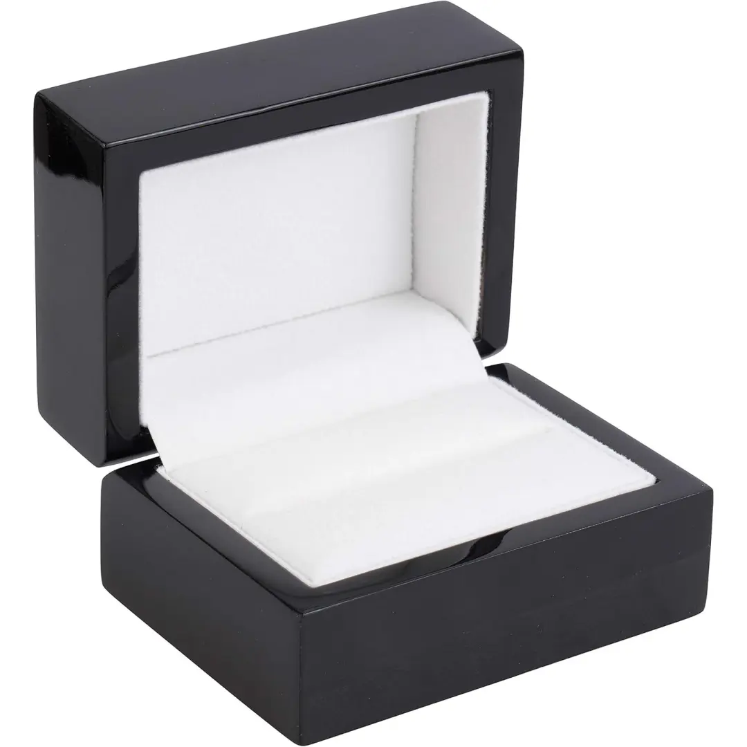 Gravēts koka dubultgredzenu kārba | Melns koka rotaslietu iepakojums | Richpack - gravēts koka dubultgredzenu kārba 3