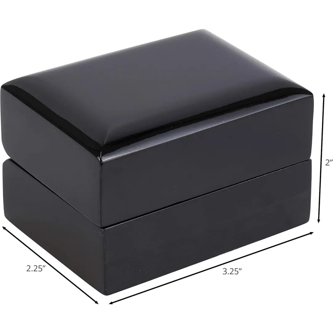 Gravēts koka dubultgredzenu kārba | Melns koka rotaslietu iepakojums | Richpack - gravēts koka dubultgredzenu kārba 4