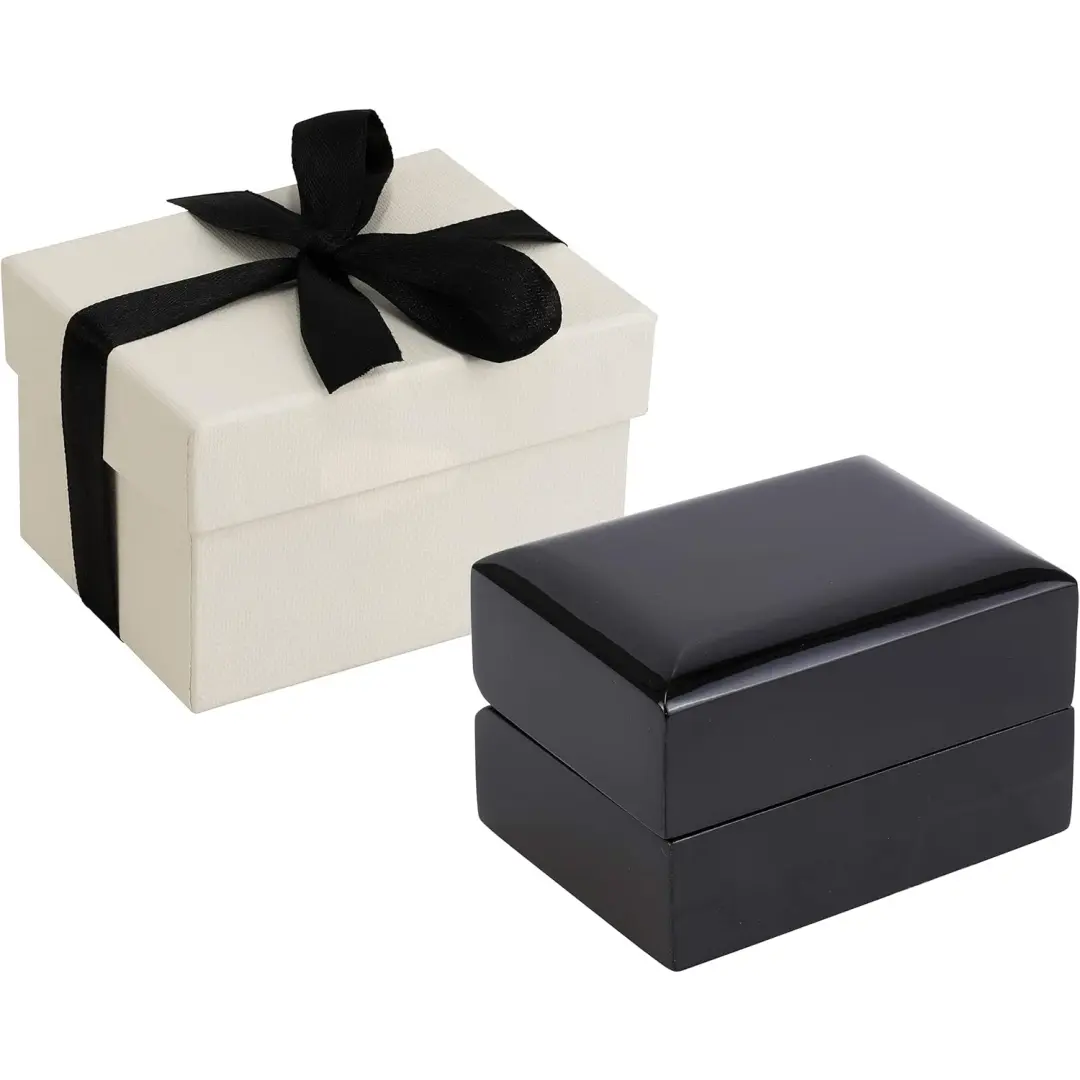 Gravēts koka dubultgredzenu kārba | Melns koka rotaslietu iepakojums | Richpack - gravēts koka dubultgredzenu kārba 5