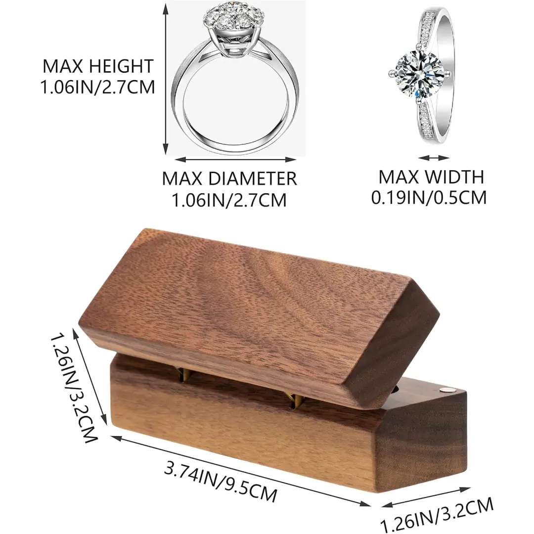 Engraved Wood Double Ring Box | Black Wooden Jewelry Packaging | Richpack - Slim double ring box 2