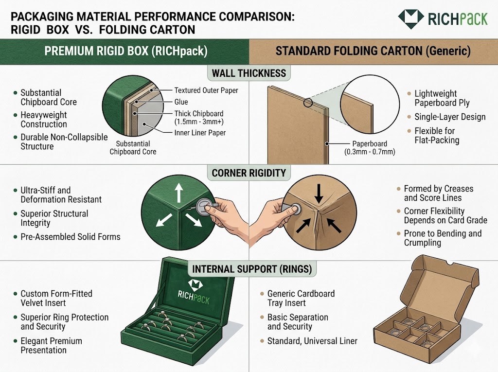 Ideias de caixas de armazenamento de luxo para joias de alta qualidade - Quando escolher uma caixa rígida em vez de outros formatos de embalagem para anéis?