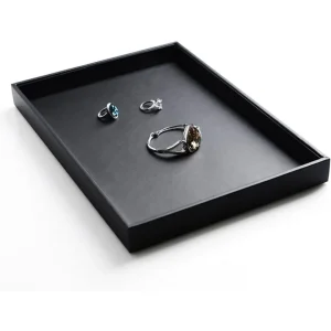 Modern Wood Jewelry Display Tray | 9.8" x 7.1" Artisan Collection | Richpack - leather jewelry display tray