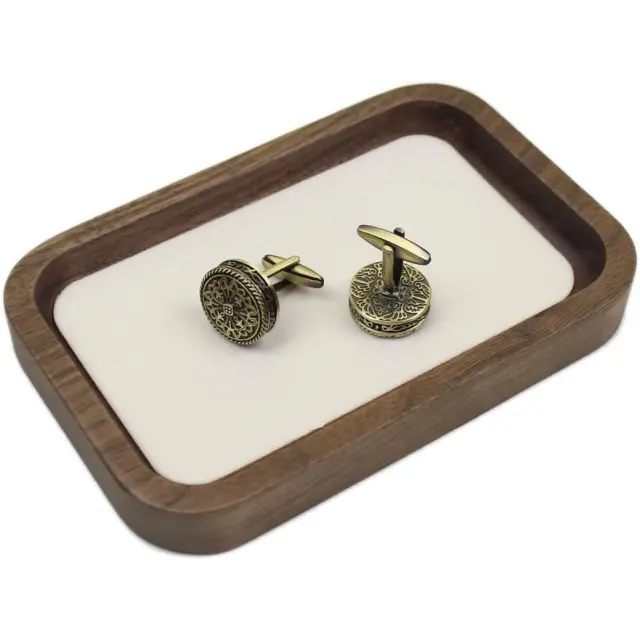 Vīriešu rotaslietu paplāte | Valriekstu koka samta displejs | Richpack - vīriešu rotaslietu paplāte 4