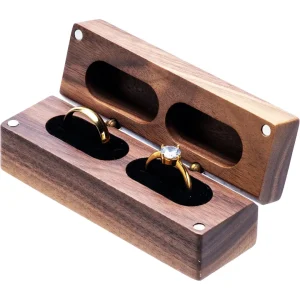 Slim Double Ring Box | Wooden Slim Ring Case with Black Inner | Richpack - slim double ring box 1