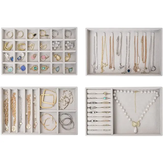 Mga Tray sa Pagtambak sa Alahas | Mga Tray sa Display nga Mapatong nga Velvet | Richpack - mga tray sa pagtambak sa alahas