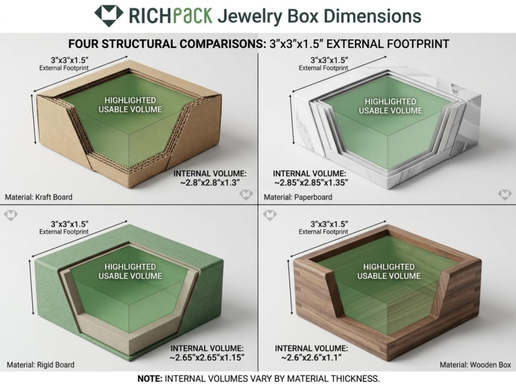 What Are the Standard Dimensions for Jewelry Boxes? - How Does Board Thickness Eat Into Interior Space