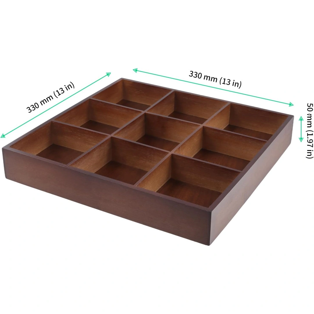 Compartment Tray in Brown Wood | Multi-Compartment Jewelry Organizer Display Tray | Richpack - compartment tray 2
