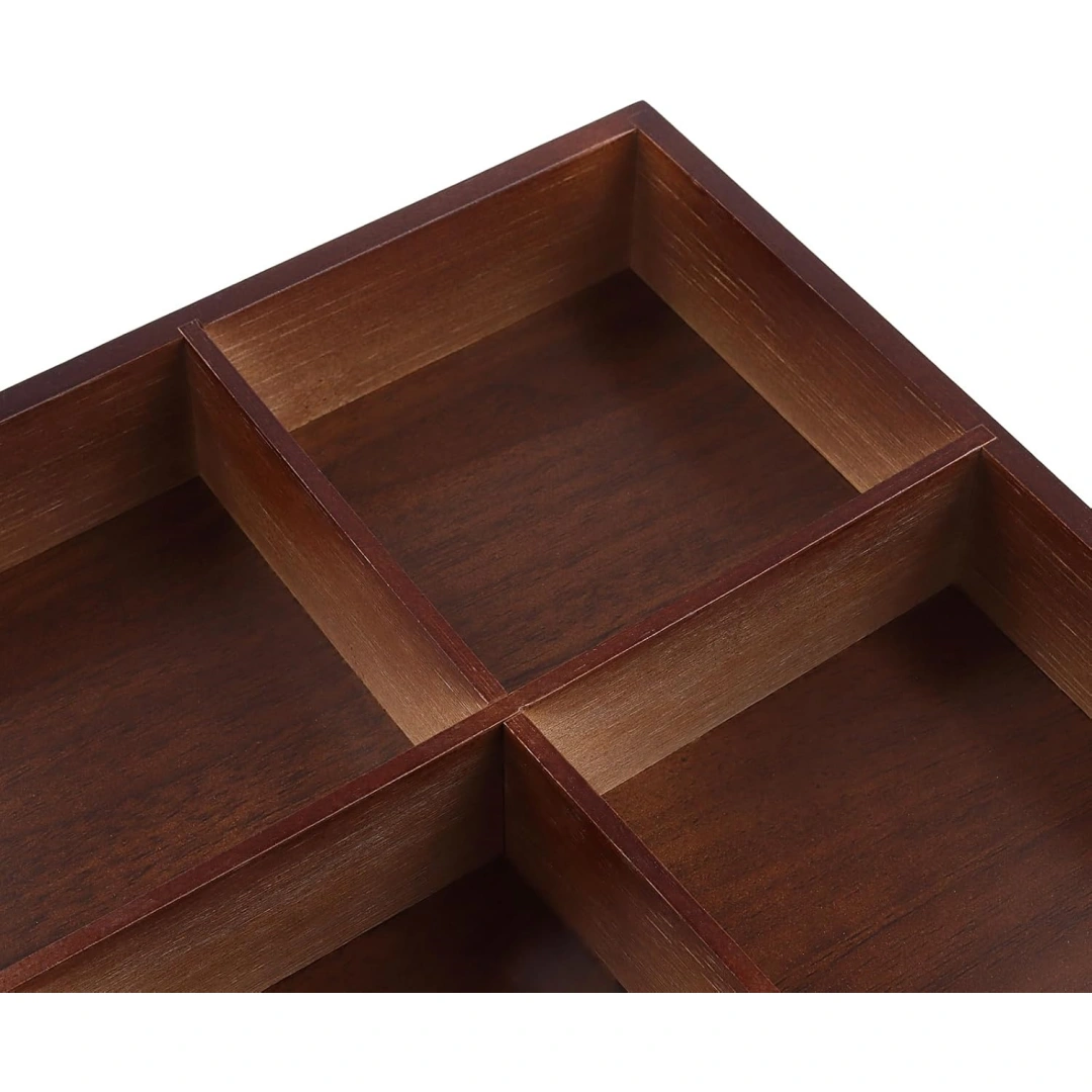 Compartment Tray in Brown Wood | Multi-Compartment Jewelry Organizer Display Tray | Richpack - compartment tray 3
