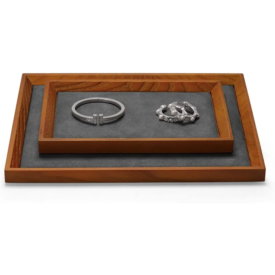 Jewelry Display Tray – Solid Wood Gray with Microfiber | Richpack Premium Packaging - jewelry display tray 2