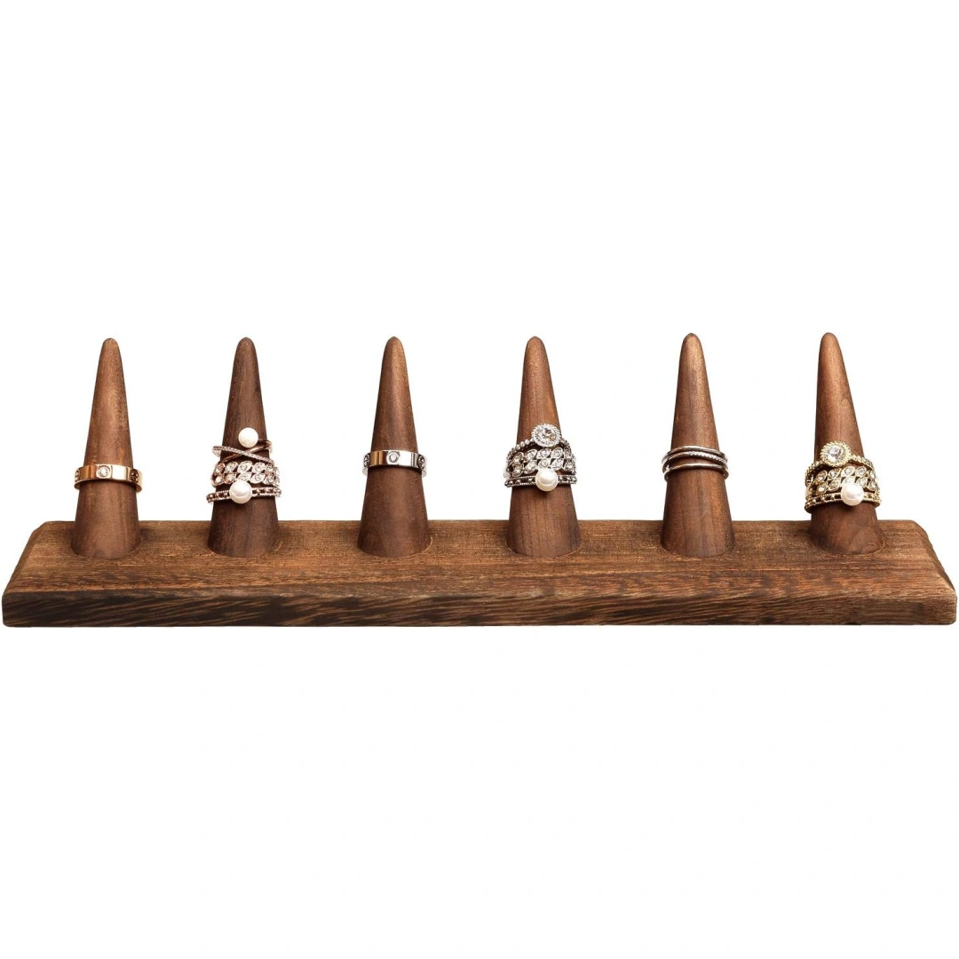 Jewelry Holder in Rustic Brown Wood | Slim Jewelry Display Organizer for Retail Showcase | Richpack - jewelry holder rings 4