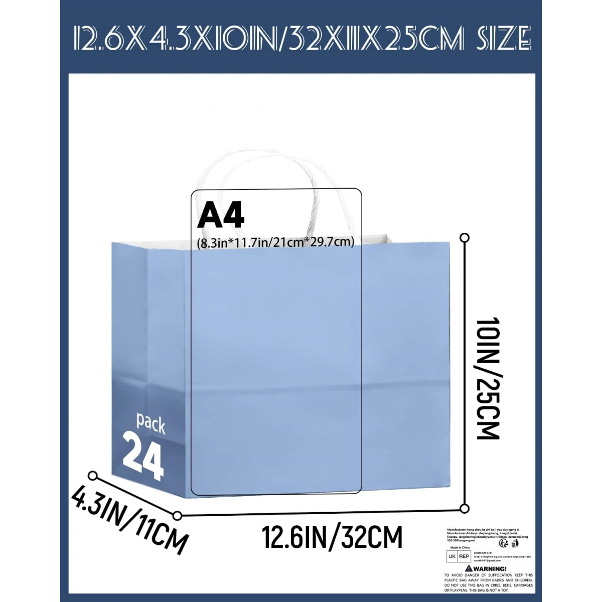 Blue Paper Shopping Bags for Jewelry Packaging | Elegant Blue Gift Bags | Richpack - blue paper shopping bags 4