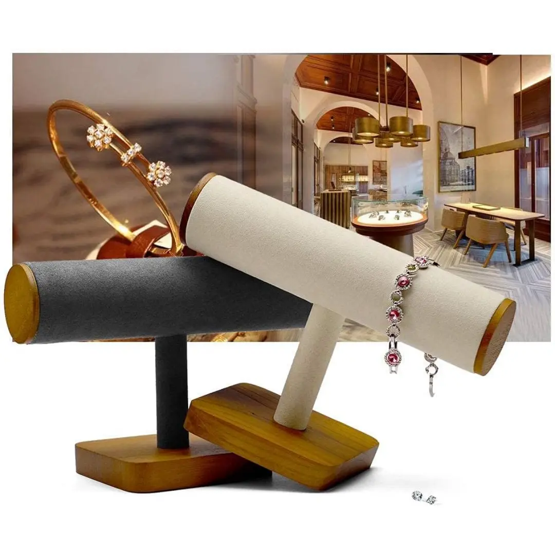 Bracelet Holder in Glass & Wood | T-Shape Bracelet Display Stand for Retail Showcase | Richpack - bracelet holder 2