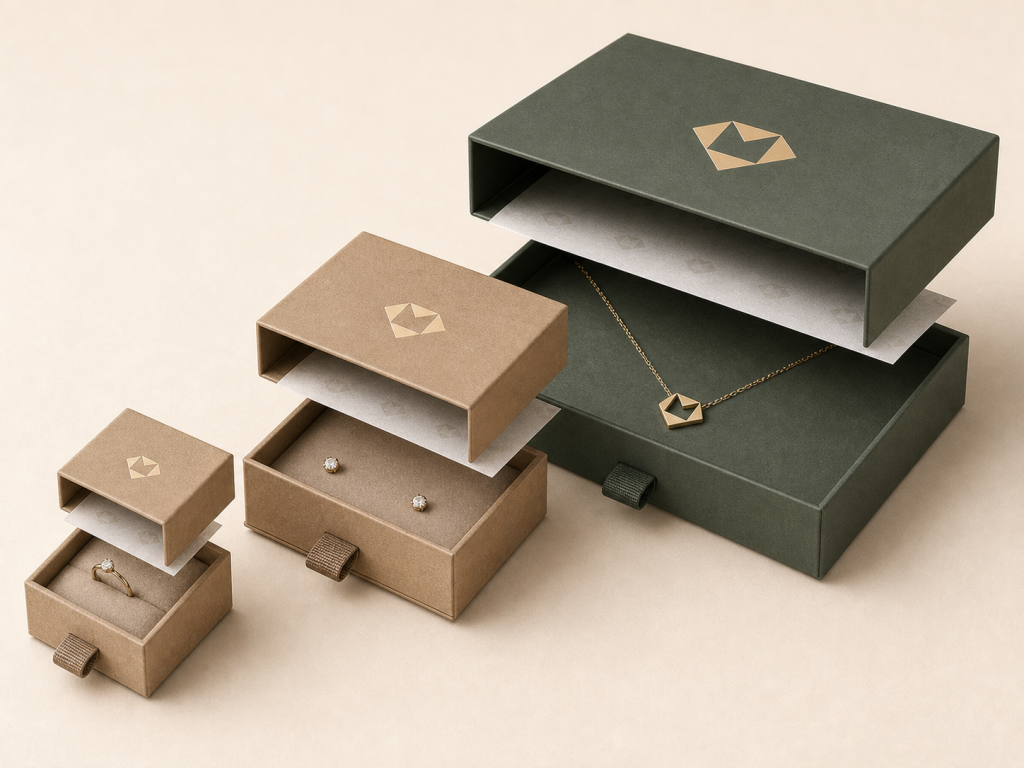 10 Creative Jewelry Packaging Ideas for Small Businesses - Minimalist Rigid Boxes With One Signature Color