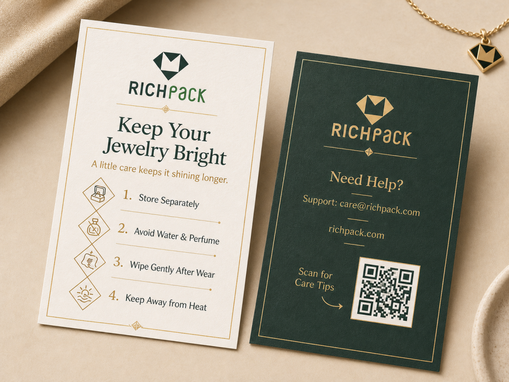 10 Creative Jewelry Packaging Ideas for Small Businesses - Thank You Cards That Double as Care Guides