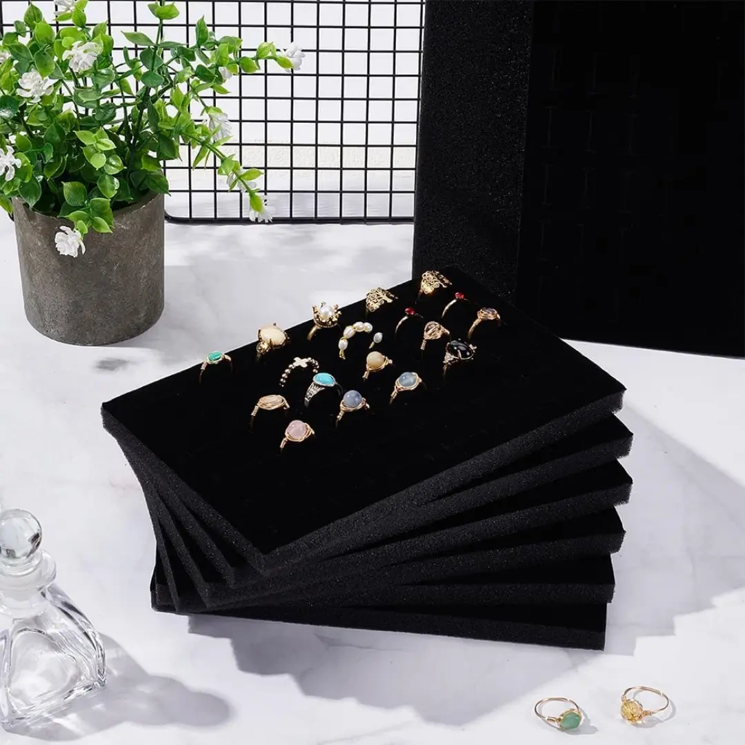 Jewelry Presentation Trays in Blue Microfiber | Premium Jewelry Display Tray Organizer | Richpack - black velvet foam ring 2