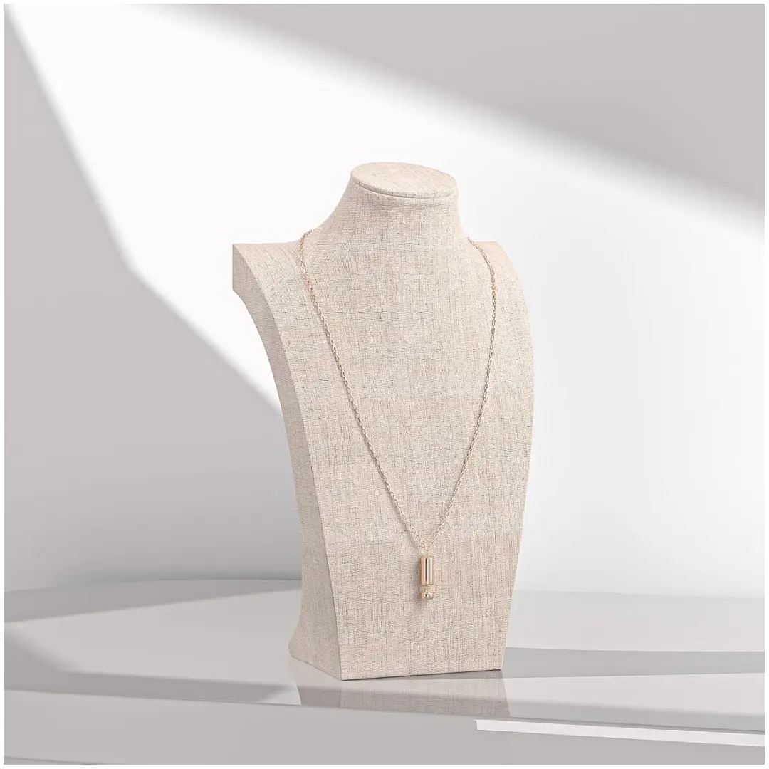 Display Busts for Necklaces in Yellow Linen | Elegant Fabric Necklace Showcase Stand for Retail | Richpack - display busts for necklaces 3
