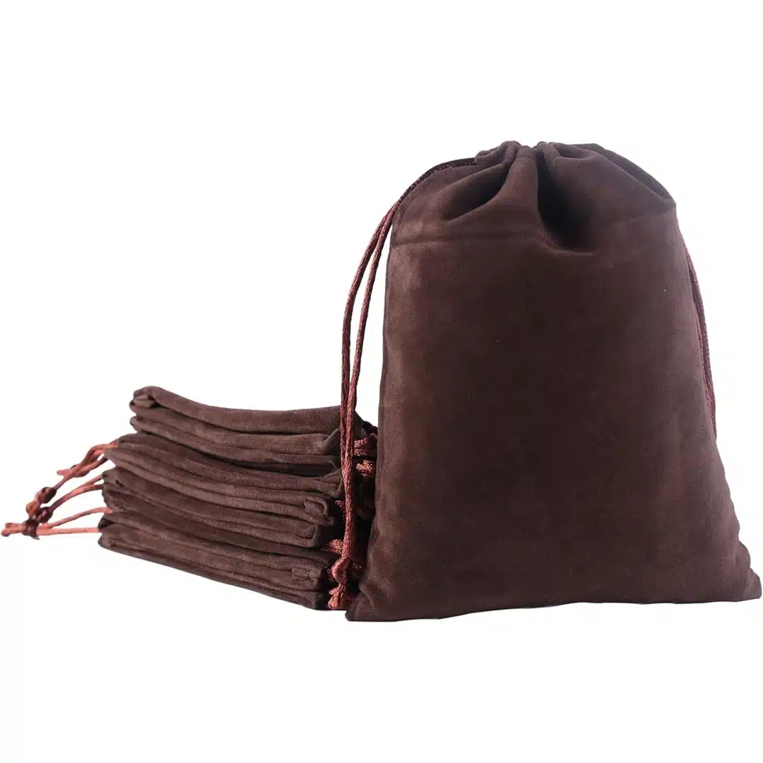 Brown Velvet Bag with Drawstring | 6 x 8 Inch Jewelry Gift Pouch for Custom Packaging | Richpack - brown velvet bag 1