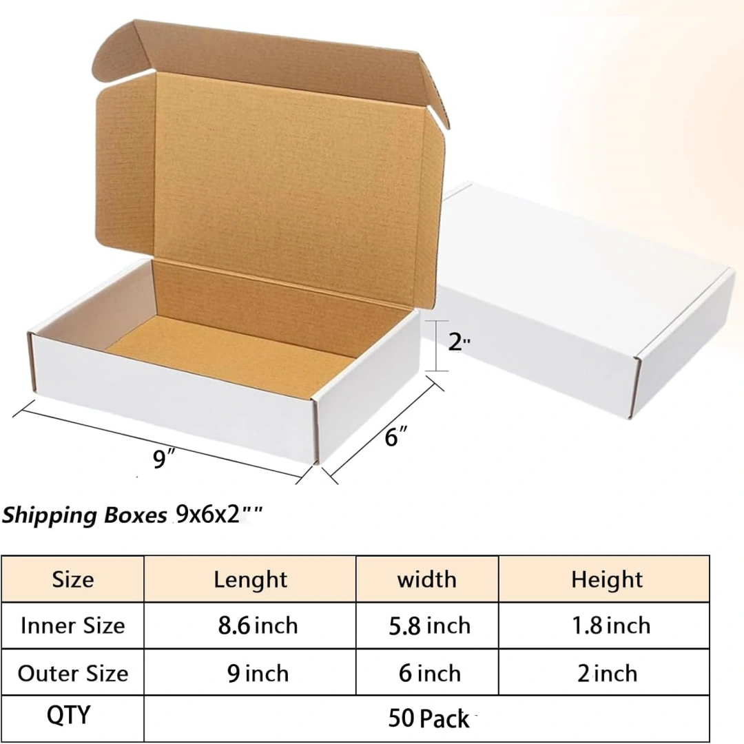 Corrugated Cardboard Box for Shipping | White 9 x 5.8 x 2 Inch Protective Jewelry Shipping Box | Richpack - corrugated cardboard box for shipping 2
