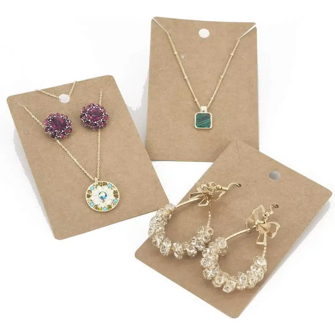 Necklace Display Cards in Brown Cardboard | 3.5 x 2 Inch Necklace & Jewelry Packaging Cards | Richpack - necklace display cards
