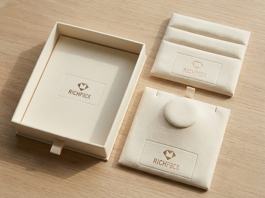 Jewelry box logo zones keep embossing and debossing clear of hinges, magnets, and inserts.