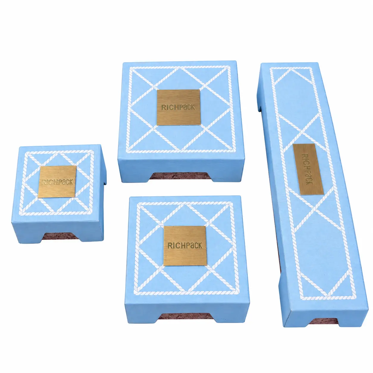 PPWR Jewelry Packaging | Blue Specialty Paper & Cork Jewelry Box Set with Gift Bag | Richpack - ppwr jewelry box2