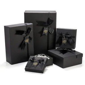 5 Senses Gift Box Set | Black Cardboard Luxury Gift Boxes with Satin Bows for Jewelry & Personalized Gifting | Richpack - 5 senses gift box