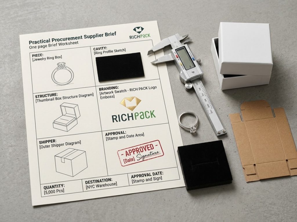 Supplier-ready ring box dimension brief checklist