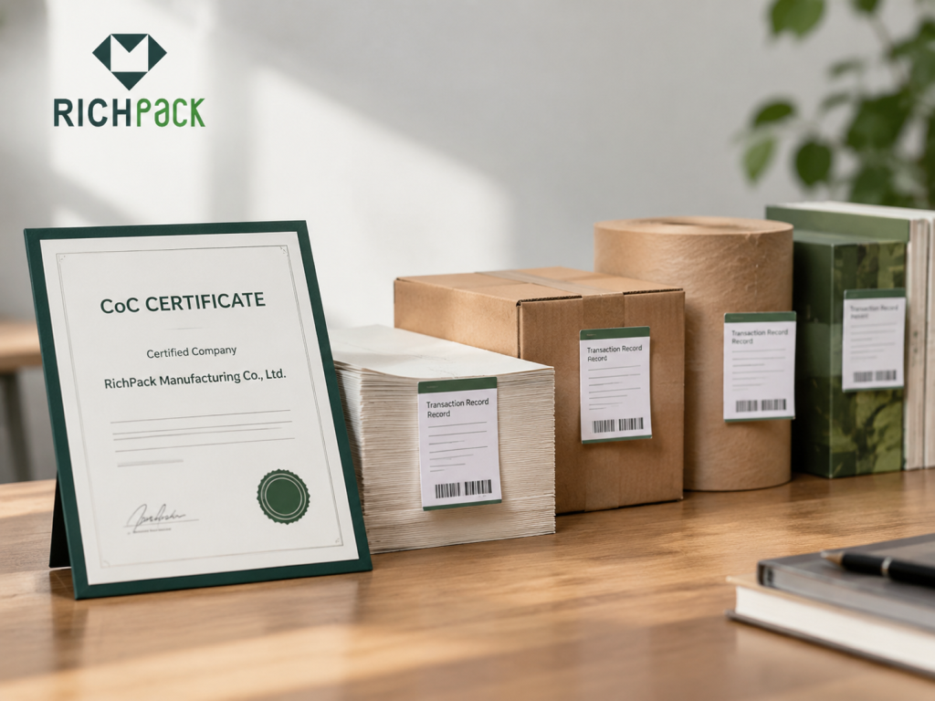 FSC chain-of-custody records from forest material to a jewelry brand.