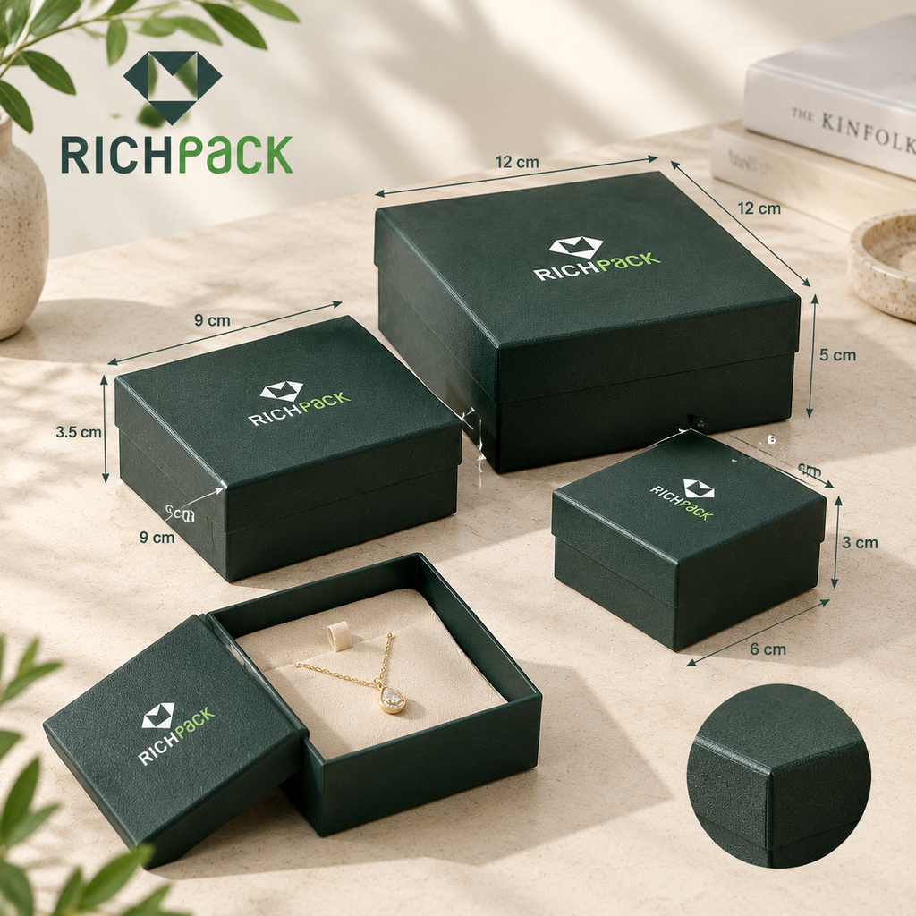 Step-by-step gift box measuring diagram showing product orientation and maximum length, width, and height.