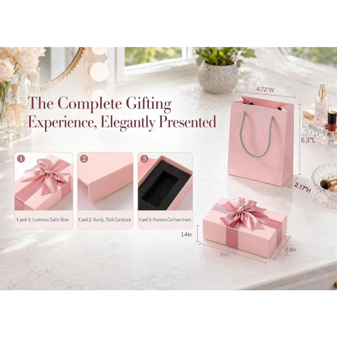 Luxury Packaging for Cosmetics | Pink Paper Gift Box with Satin Ribbon Bow, Protective Insert & Matching Gift Bag | Richpack - luxury packaging for cosmetics 5